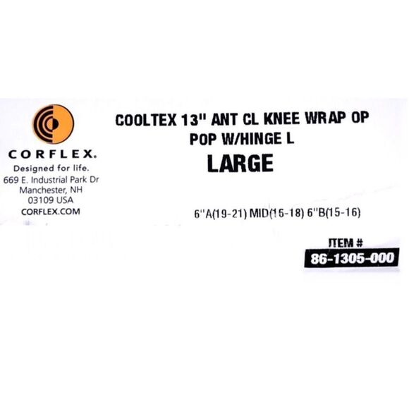CORFLEX COOLTEX 13" ANTERIOR CLOSURE KNEE WRAP OPEN POPLITEAL WITH HING… - Picture 3 of 16
